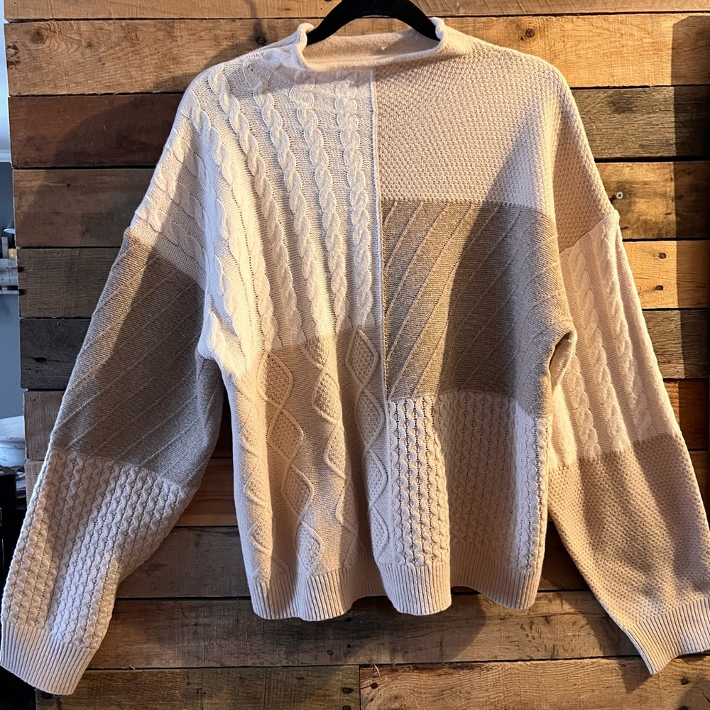 Verve Ami Women's Patchwork Crewneck Sweater - Cream and Gray